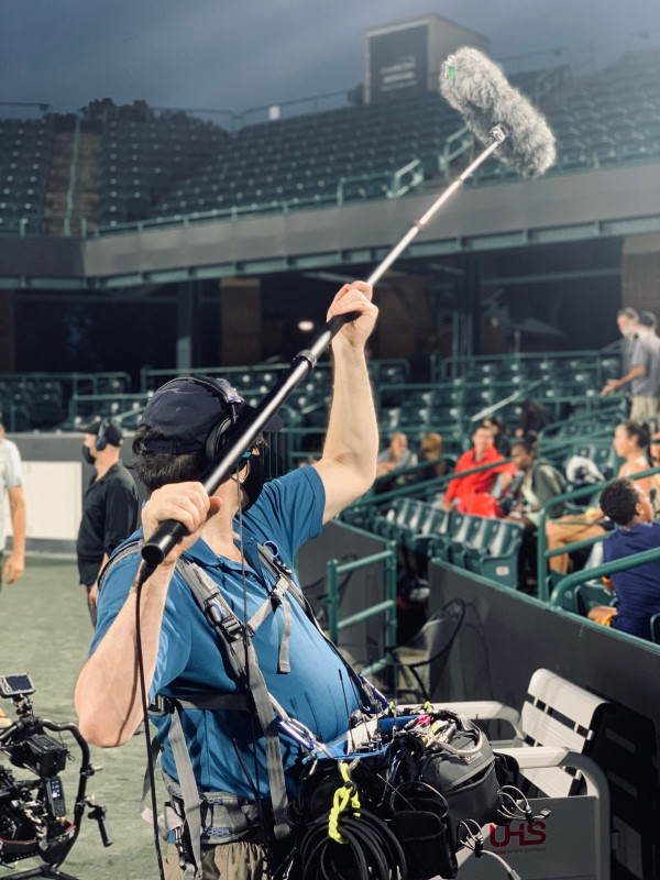 Dave Bilodeau production sound mixer behind the scenes on The Breakthrough